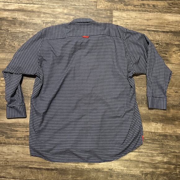 7 Downie Men’s Button Down Shirt Contrast Cuff Size 3X Blue Plaid Textured - Picture 9 of 9